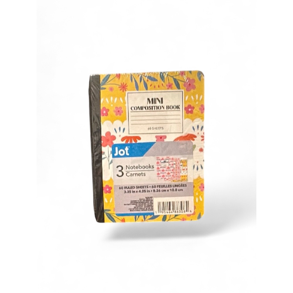 Jot Mini Composition Book 3 Pack Floral Ruled 60 Sheets 3.25 x 4.25 Pocket Size